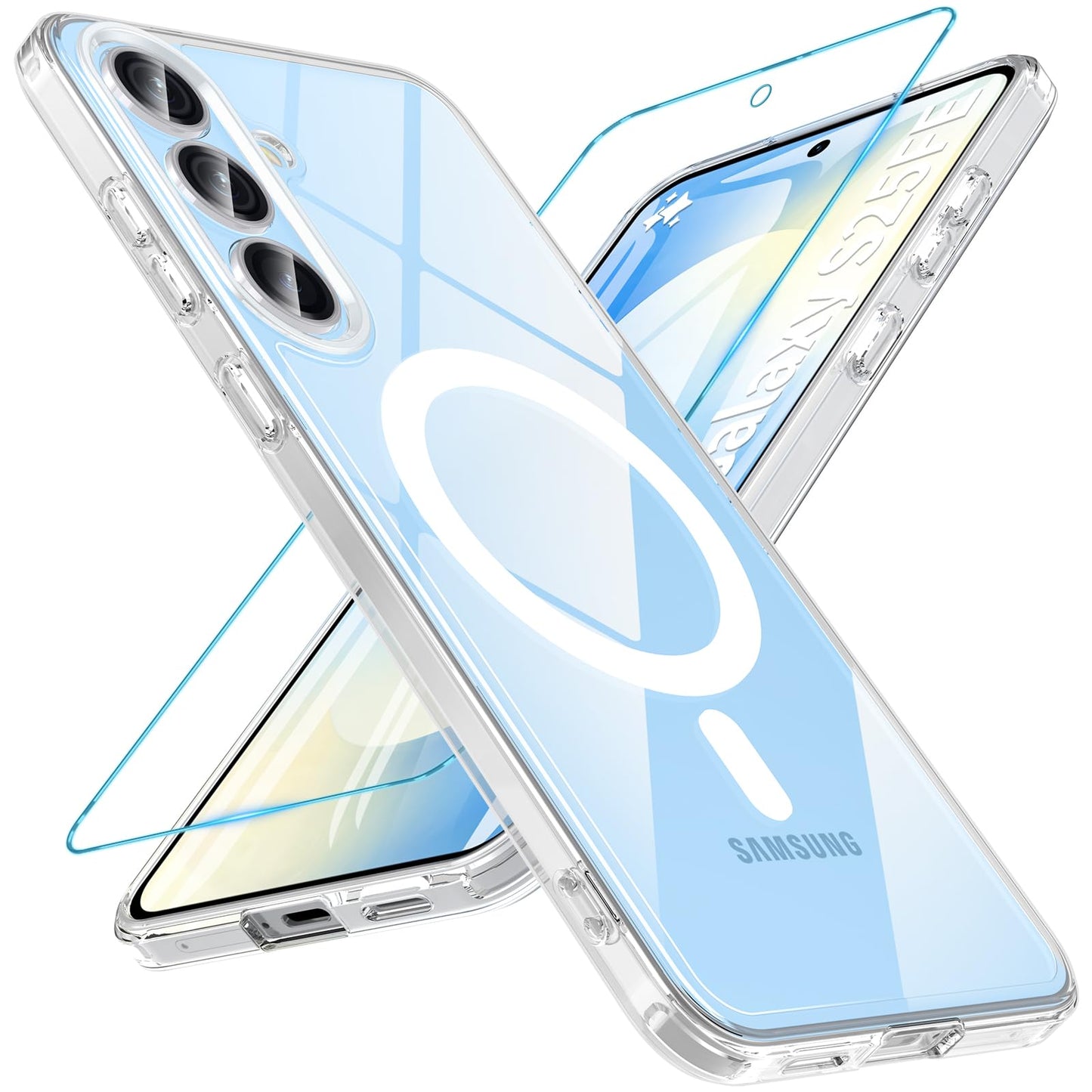 Magnetska prozirna maskica za Samsung Galaxy S25 FE – 9H staklo, MagSafe