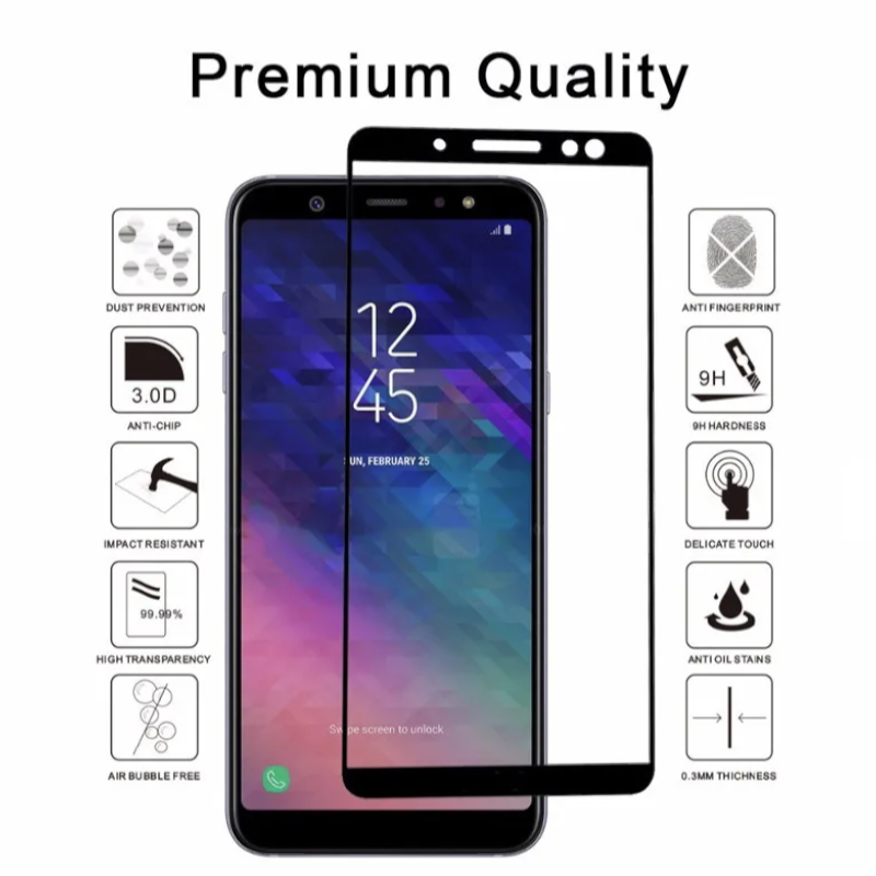 Kaljeno zaščitno steklo "Extra Black" za zaslon za Samsung Galaxy A6 – SBS