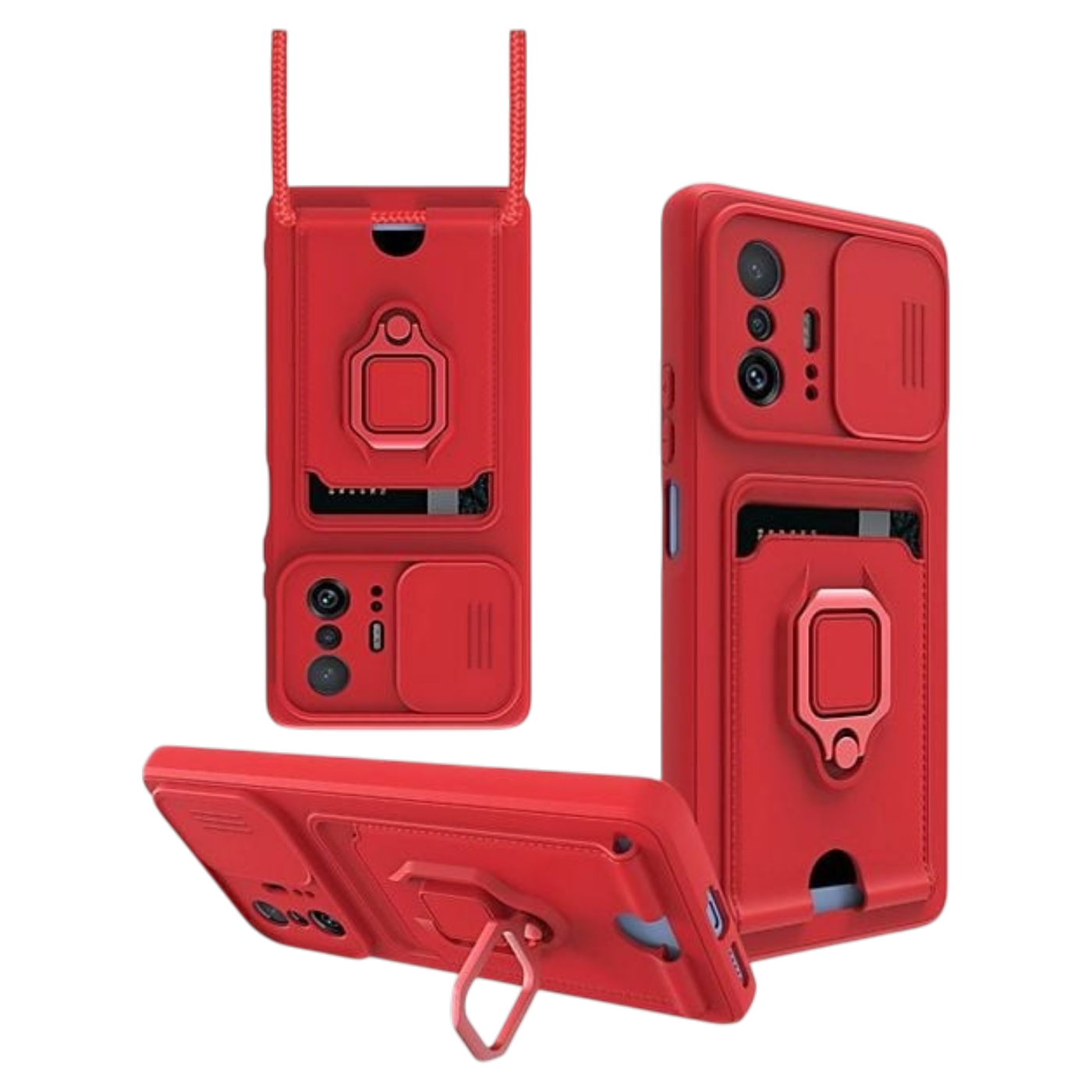 Silikonska maska Ring 360 s trakom za VIVO Y53S – crvena