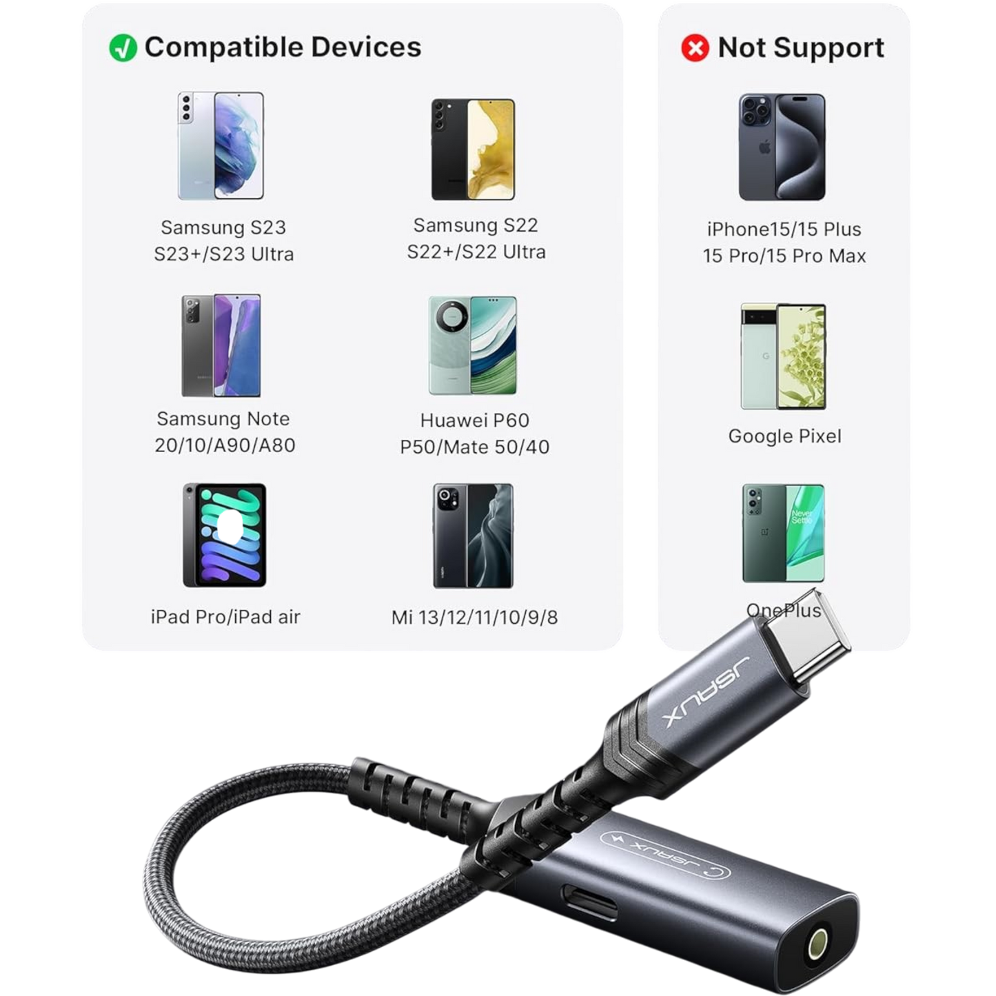Adapter 2 v 1 USB C za slušalke in polnjenje, 60 W