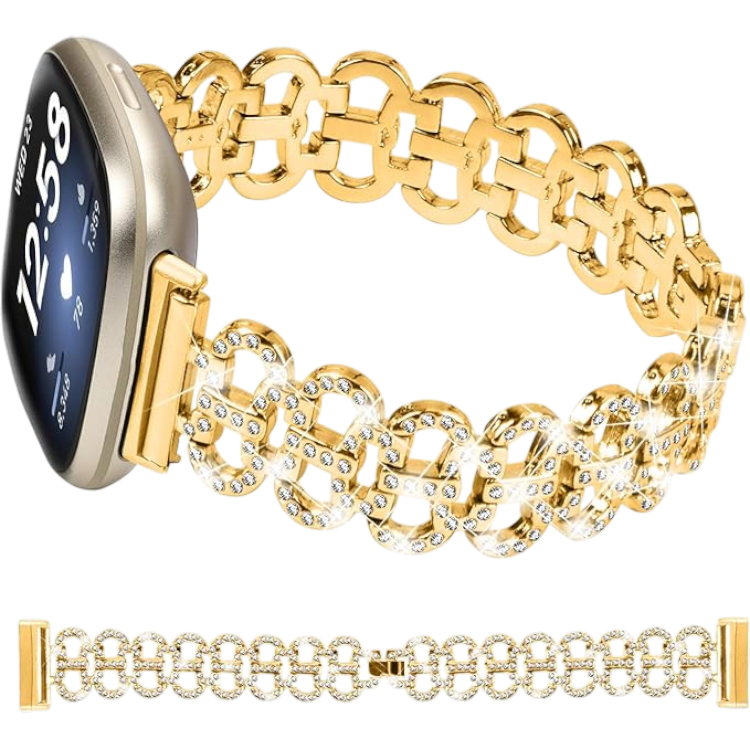 Bleščeči pašček za Fitbit Versa 4/Versa 3/Sense 2/Sense, zlata – Miimall – nan / nan / nan