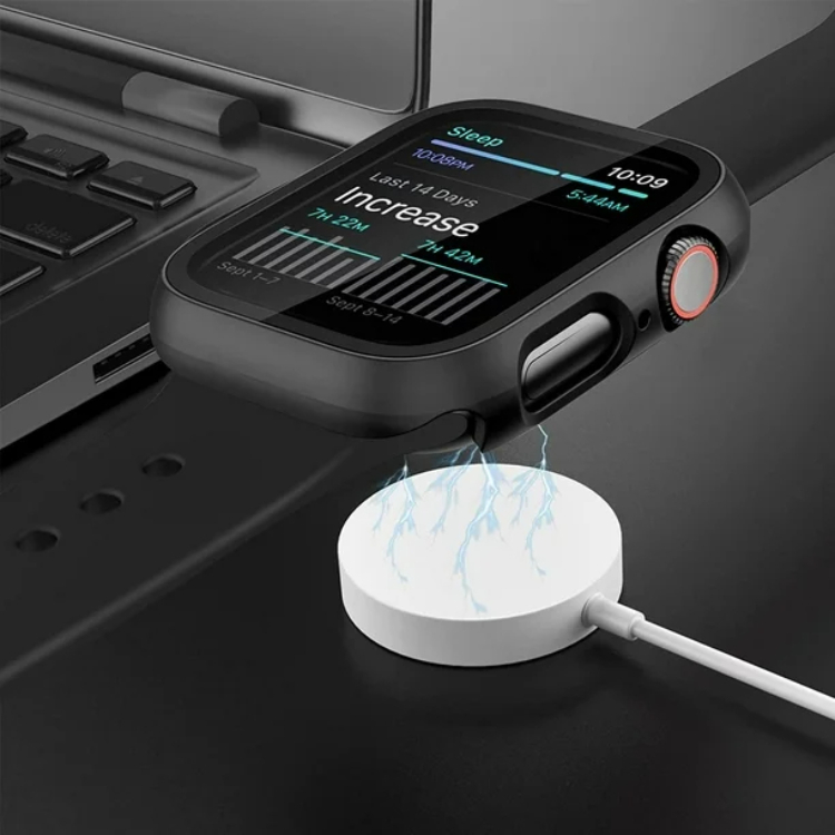 Zaščitni ovitek za Apple Watch 41mm Series 9/8/7 (prozoren+črn) – Infostyle