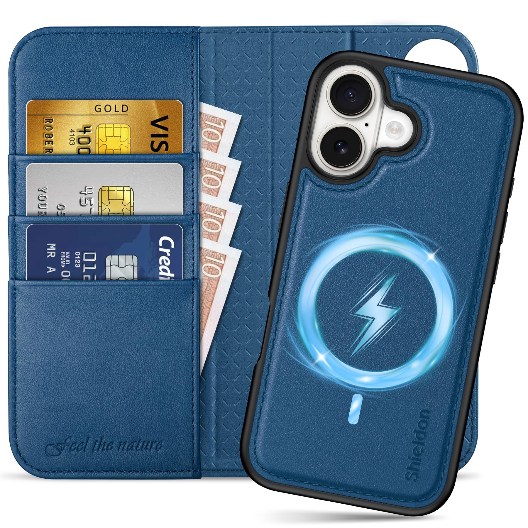 SHIELDON MagSafe Detachable Wallet Case for iPhone 17 - Royal Blue Infostyle SHIELDON MagSafe Detachable Wallet Case for iPhone 17 - Royal Blue Infostyle