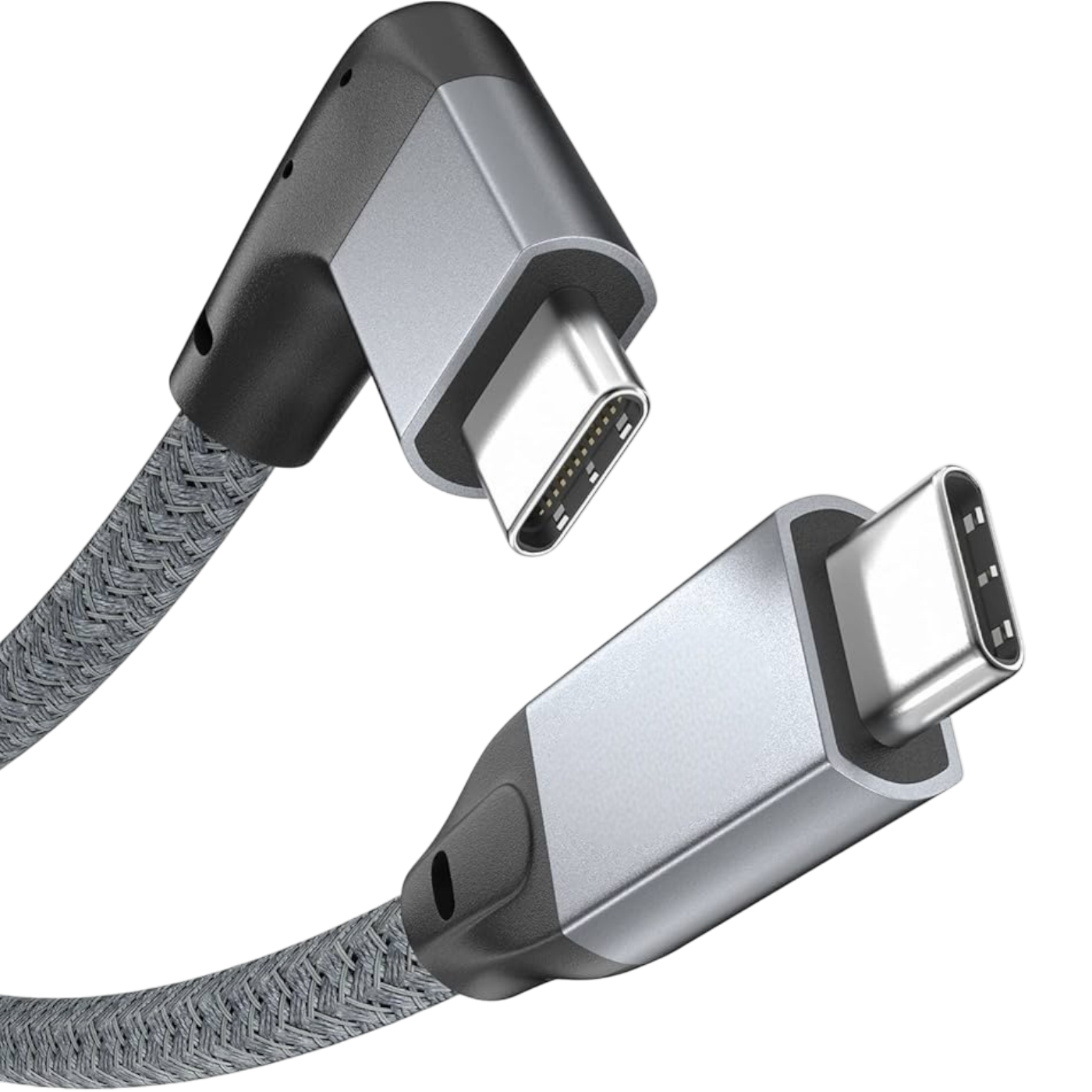 USB-C kabel 100W 90 stopinj 3 m siv hiter polnilni kabel