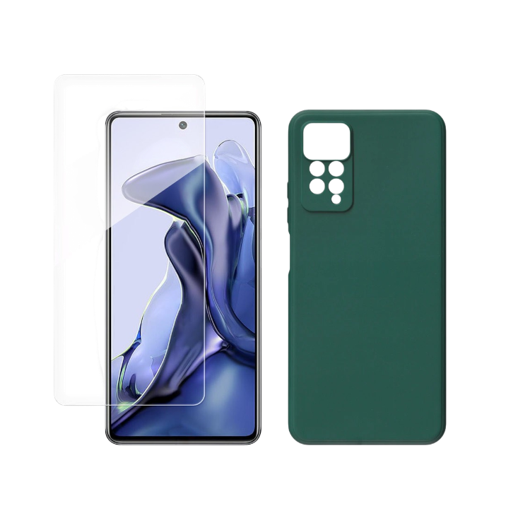 Ovitek "Yipsur" + zaščitno steklo za Xiaomi Redmi Note 11 Pro/11 Pro Plus, temno zelena