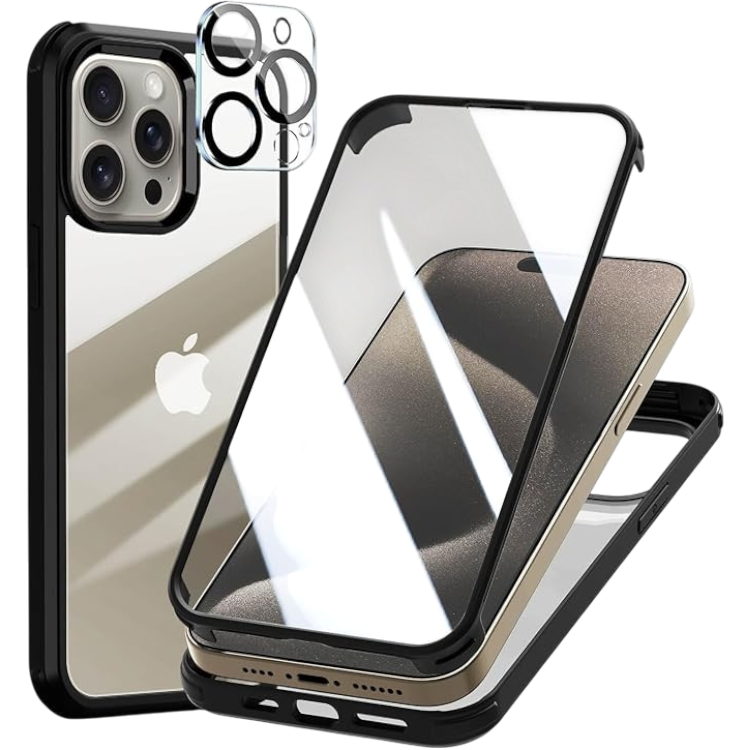 Ovitek "360°" z zaščito za kamero + magnetnim obročom za iPhone 15 Pro