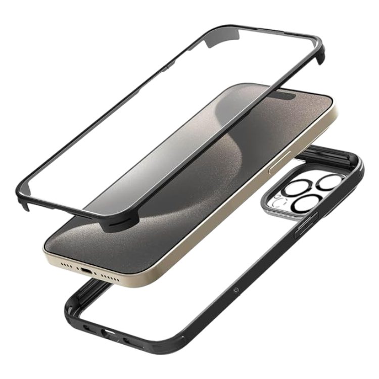 Ovitek "360°" z zaščito za kamero + magnetnim obročom za iPhone 15 Pro