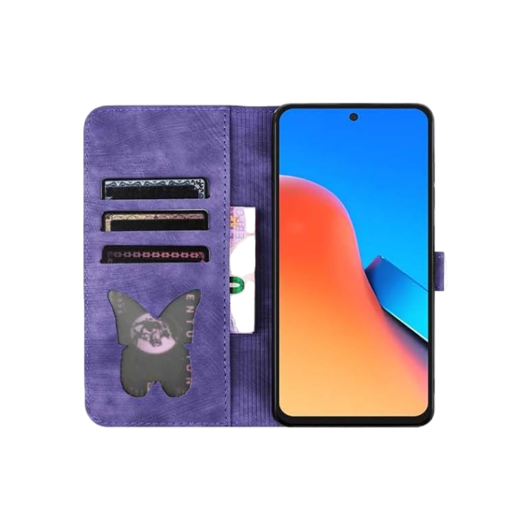 Preklopna torbica "cat butterfly" za Xiaomi 12 4G/5G, vijolična – Yiscase