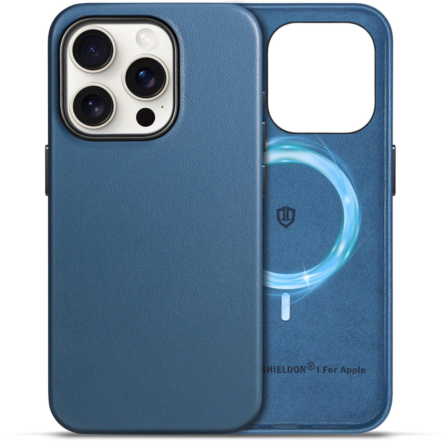 Shieldon-usnjen-ovitek-za-iPhone-15-Pro-modra:Shieldon usnjen ovitek za iPhone 15 Pro , modra