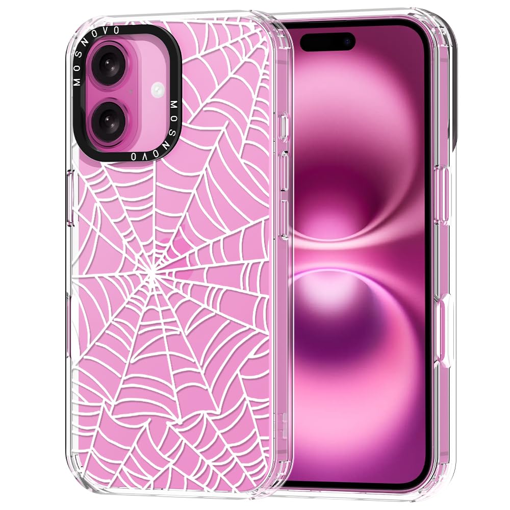 Ovitek MOSNOVO za iPhone 16 Plus Spider Web, unikaten motiv pajkove mreže z robustno zaščito telefona