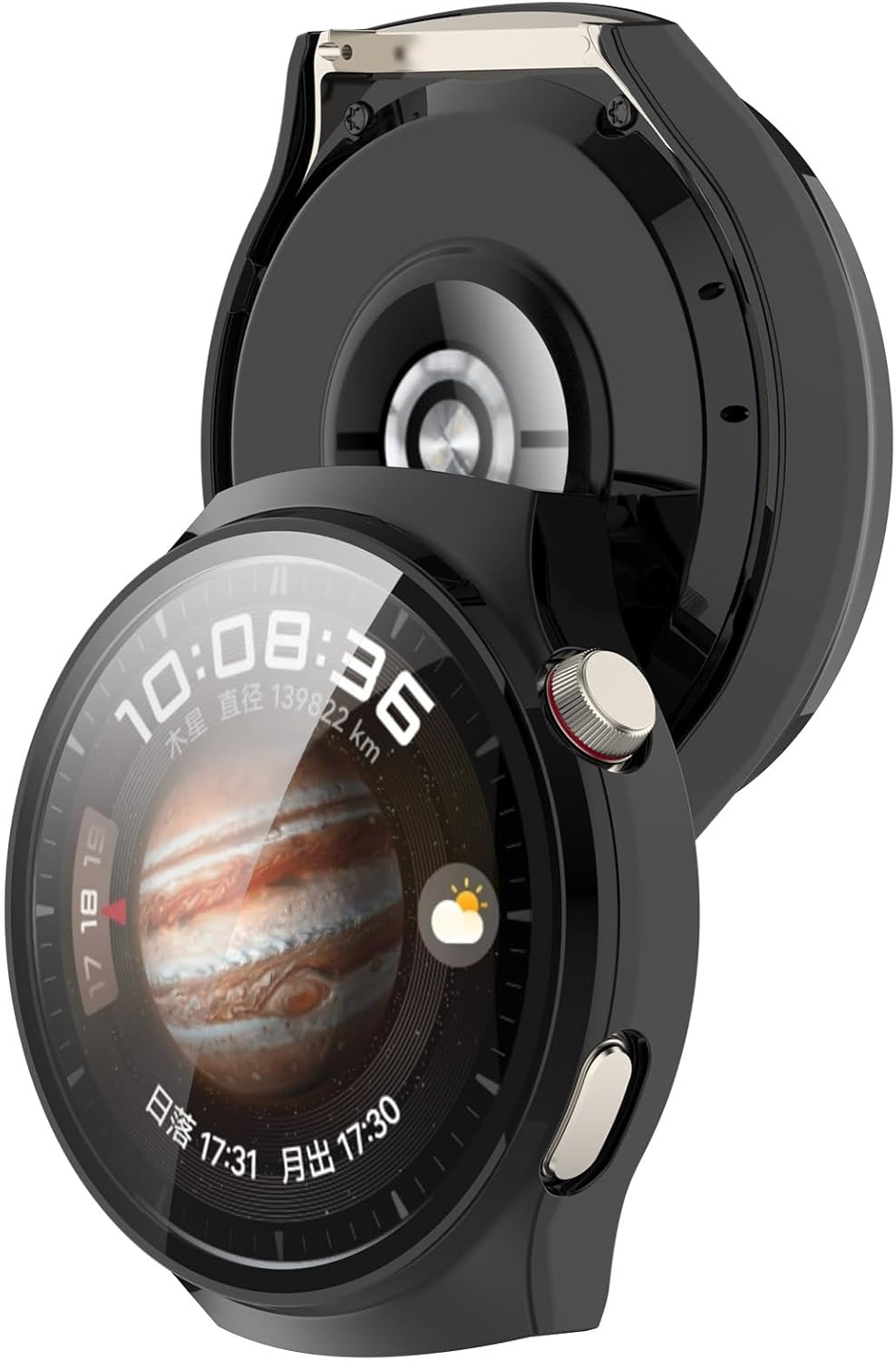 Zaščitni ovitek s kaljenim steklom za Huawei Watch 4 Pro – črn