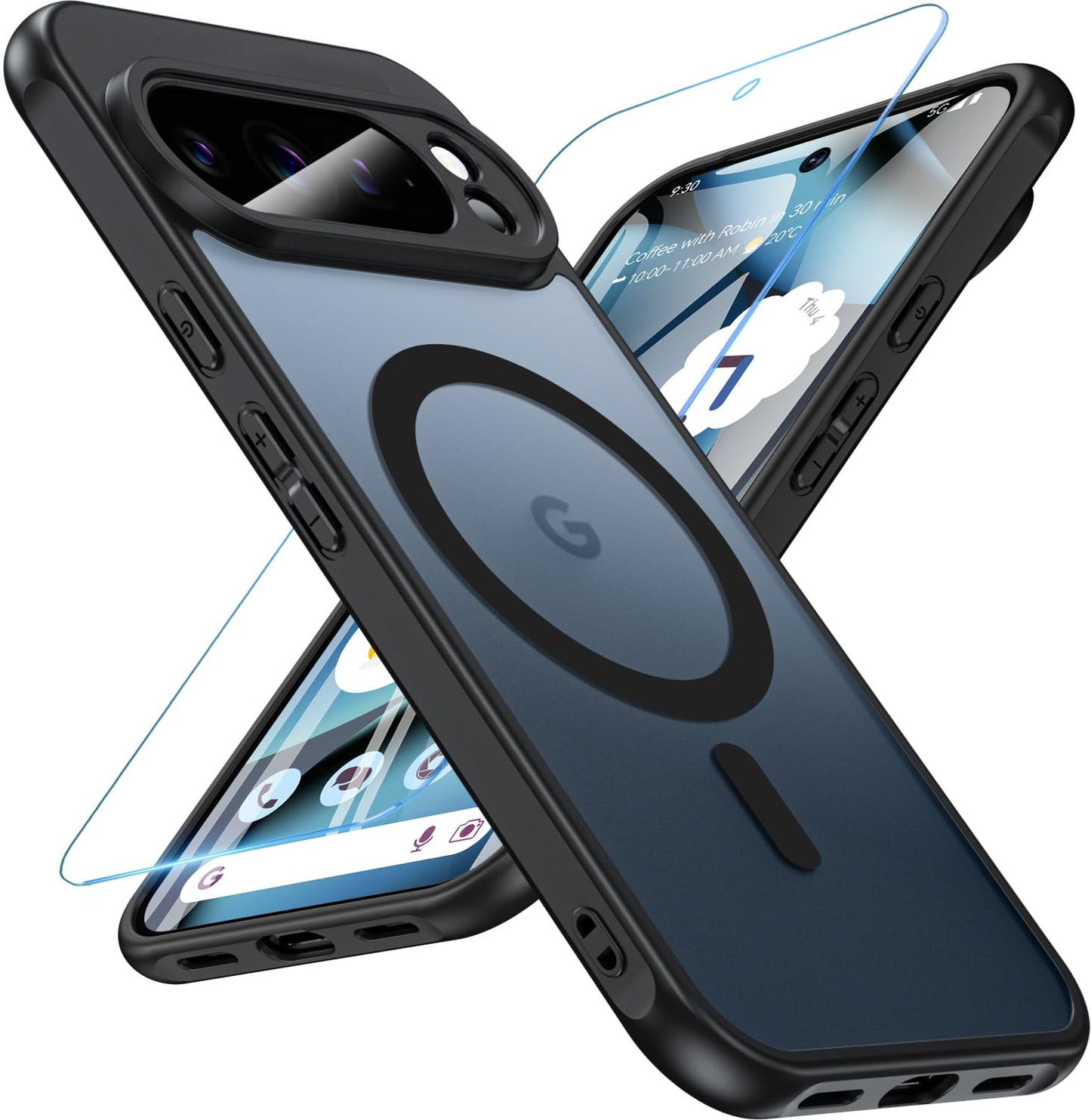 Magnetni ovitek za Google Pixel 10 Pro XL – 9H steklo,črna