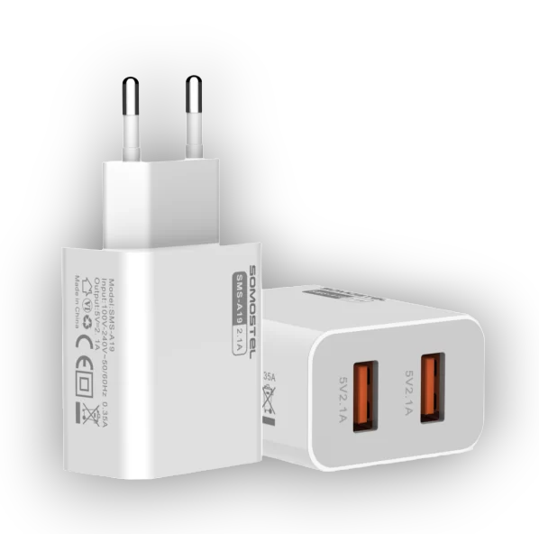 Komplet hišni polnilec 2 v 1 s kablom USB C – Somostel – Bela