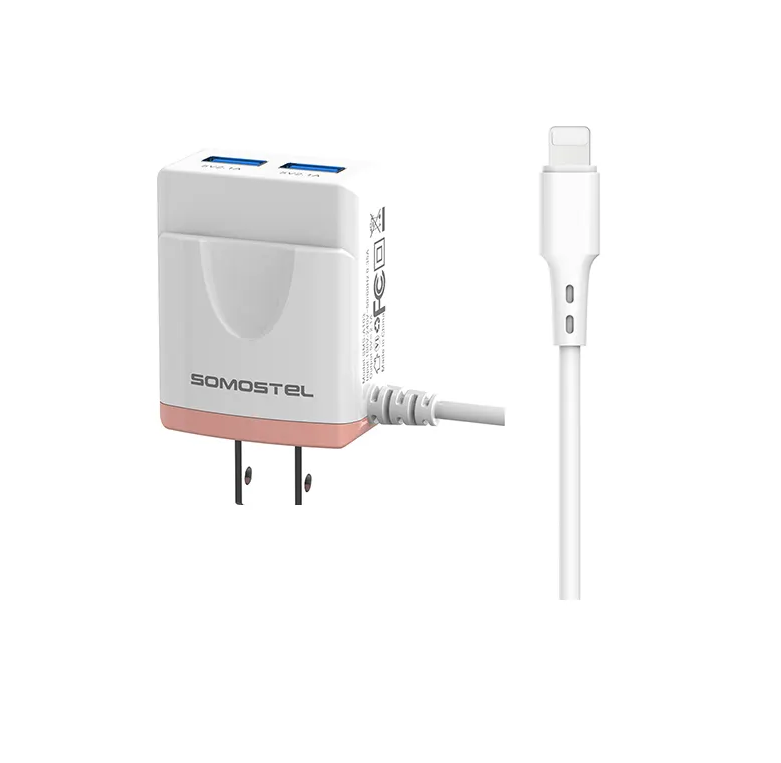 Komplet hišni polnilec s kablom za Apple - roza-bela – Somostel – Bela