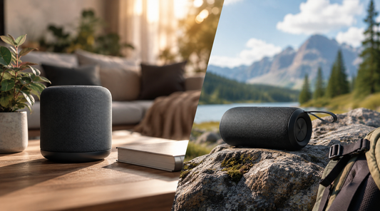 Domači in prenosni Bluetooth zvočnik – primerjava zvočnika za dom in uporabo na prostem.