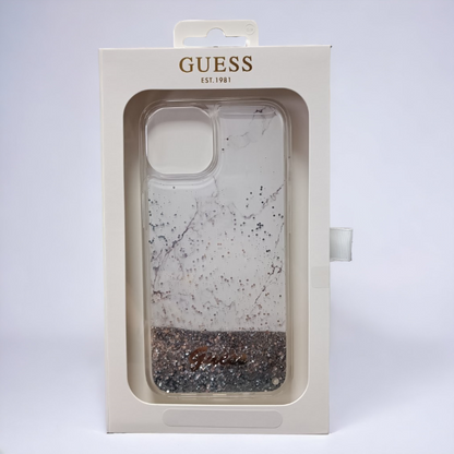 Ovitek Guess "Liquid Glitter Marble" za iPhone 14 Pro (GUHCP14LLCSGSGH)