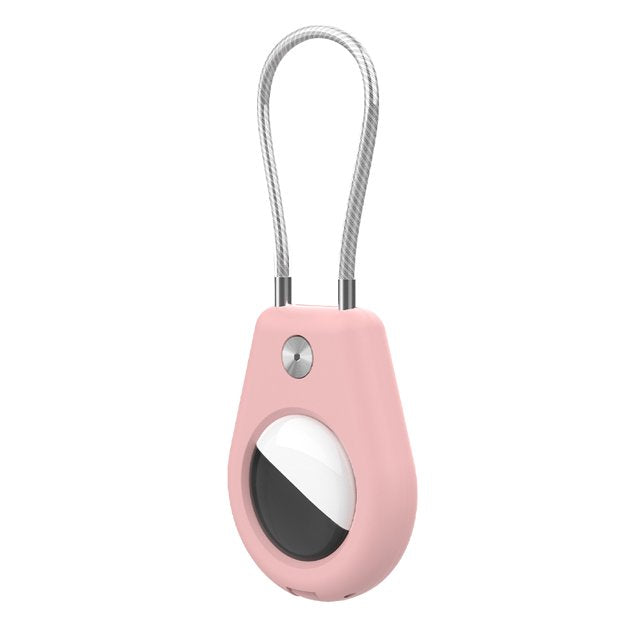 AirTag Luggage Tags (2 Pack) – Metal Holder with Secure Lock, Black/Pink