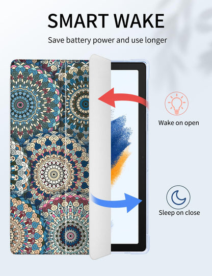 Ovitek za Samsung Galaxy Tab A8 10.5 (2021/2022) – Držalo za Pisalo, Trojno Zložljivo Stojalo, Mandala Geometrijski Vzorec