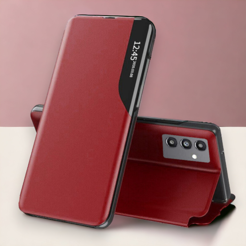 Pametna preklopna torbica za Samsung Galaxy S22 – Infostyle – Oranžna / Ekološko usnje + PC