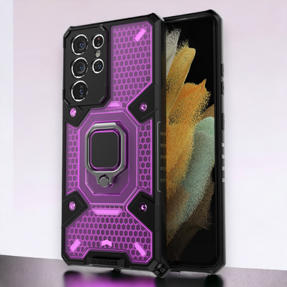 Silikonski ovitek "Honeycomb armor ring" za Samsung Galaxy S21 Ultra – Infostyle – Temno modra / PC + TPU silikon
