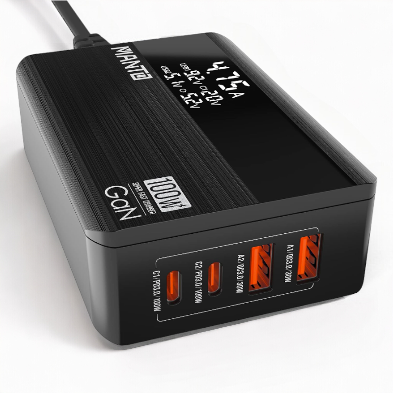 Polnilec "Manto GaN 100W" z LED zaslonom