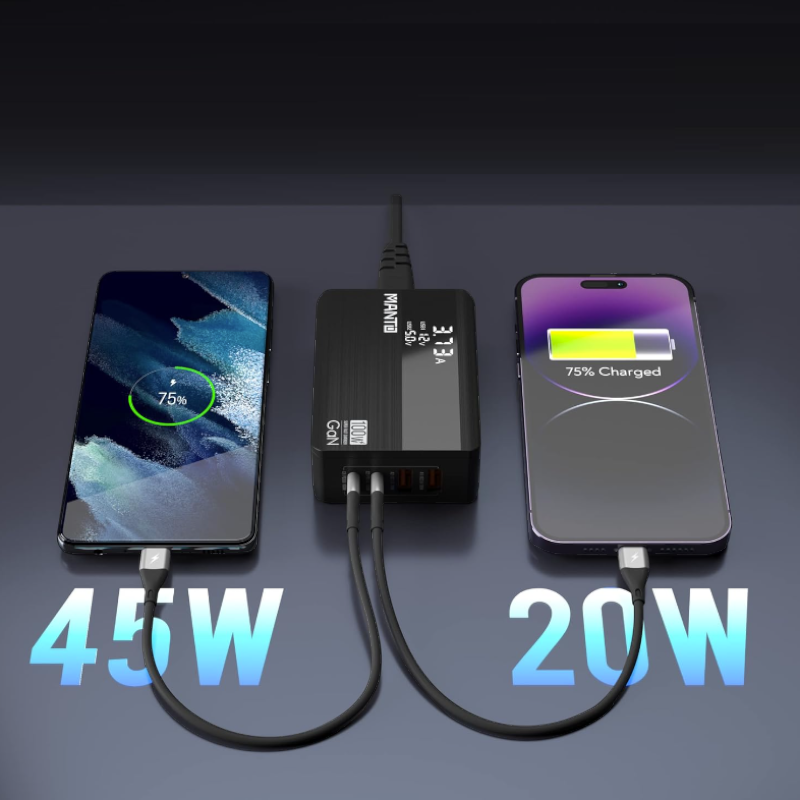 Polnilec "Manto GaN 100W" z LED zaslonom