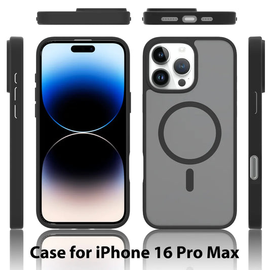 TAURI Translucent Matte Case for iPhone 16 Pro Max – MagSafe, Black