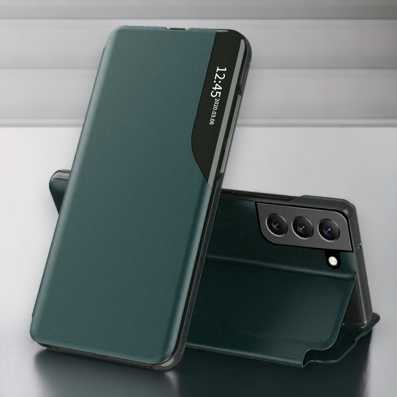 Pametna preklopna torbica za Samsung Galaxy S22 Plus – Infostyle – Temno modra / Ekološko usnje + PC