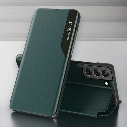 Pametna preklopna torbica za Samsung Galaxy S22 Plus – Infostyle – Temno modra / Ekološko usnje + PC