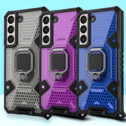 Silikonski ovitek "Honeycomb armor ring" za Samsung Galaxy S22 Plus – Infostyle – Črna / PC + TPU silikon