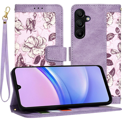 Preklopna torbica za telefon ''Flower'' Samsung Galaxy A15 4G/5G, vijolična – Infostyle – Vijolična / TPU silikon + eko 