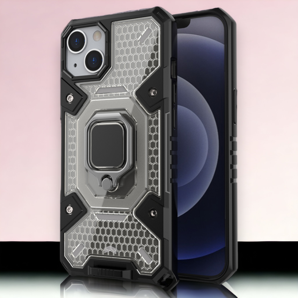 Silikonski ovitek "Honeycomb armor ring" za iPhone 13 – Infostyle – Temno modra / PC + TPU silikon