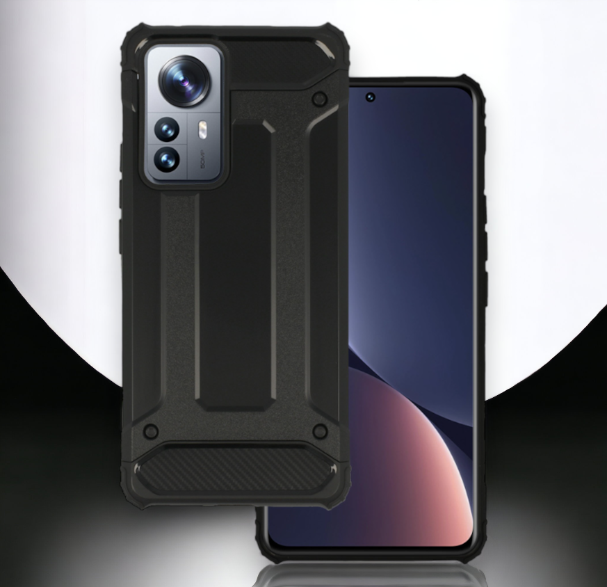 Silikonski ovitek "armor carbon" za Xiaomi Mi 12 Pro - Črna – Infostyle – Črna / PC + TPU silikon