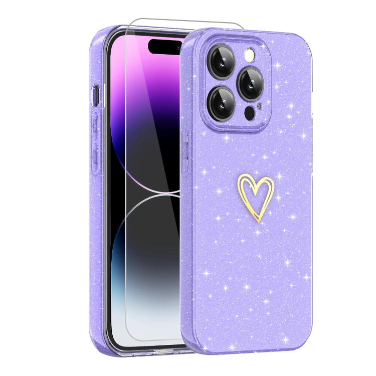 Ovitek za telefon "Glitter Scandi" + zaščitno steklo za iPhone 12 Pro Max – Infostyle – Vijolična