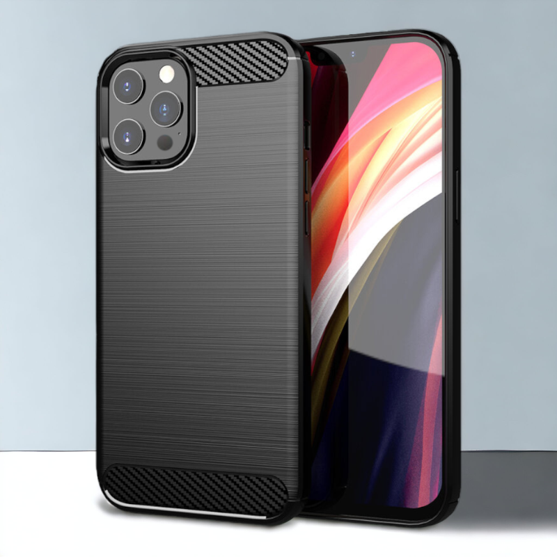 Silikonski ovitek "carbon" za iPhone 15 Pro Max - Črna – Techsuit – Črna / TPU silikon