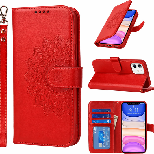 Preklopna torbica "Litchi" za iPhone 11 – rdeča
