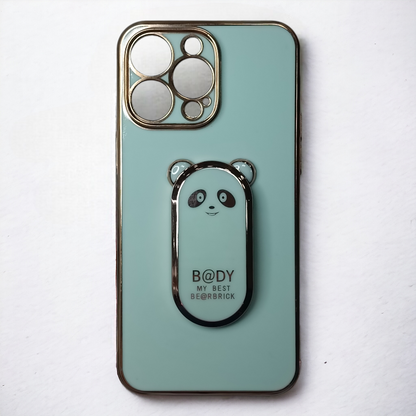 Silikonski ovitek "Bear Stand" za iPhone 14 Pro Max – Infostyle – Svetlo zelena / PC + TPU silikon