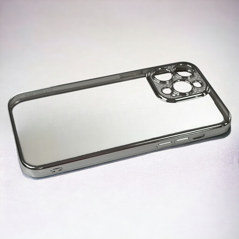 Silikonski ovitek "Silver glitter border" za iPhone 14 Pro Max – Infostyle