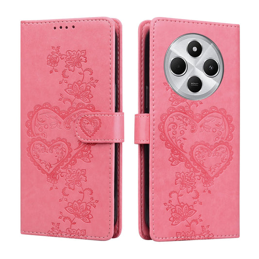 Preklopni-ovitek-Srce-za-Xiaomi-Redmi-14C-magnetno-zapiranje-roza-rdeč:Preklopni ovitek Srce za Xiaomi Redmi 14C – magnetno zapiranje, roza rdeč