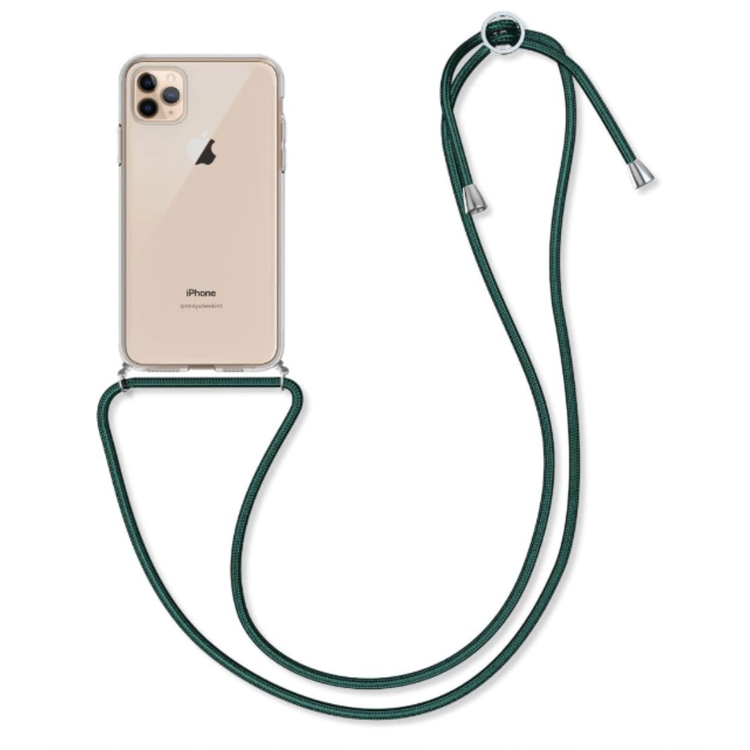 Silikonski ovitek z vrvico "Transaprent - Dark Green" za iPhone 11 Pro – Infostyle