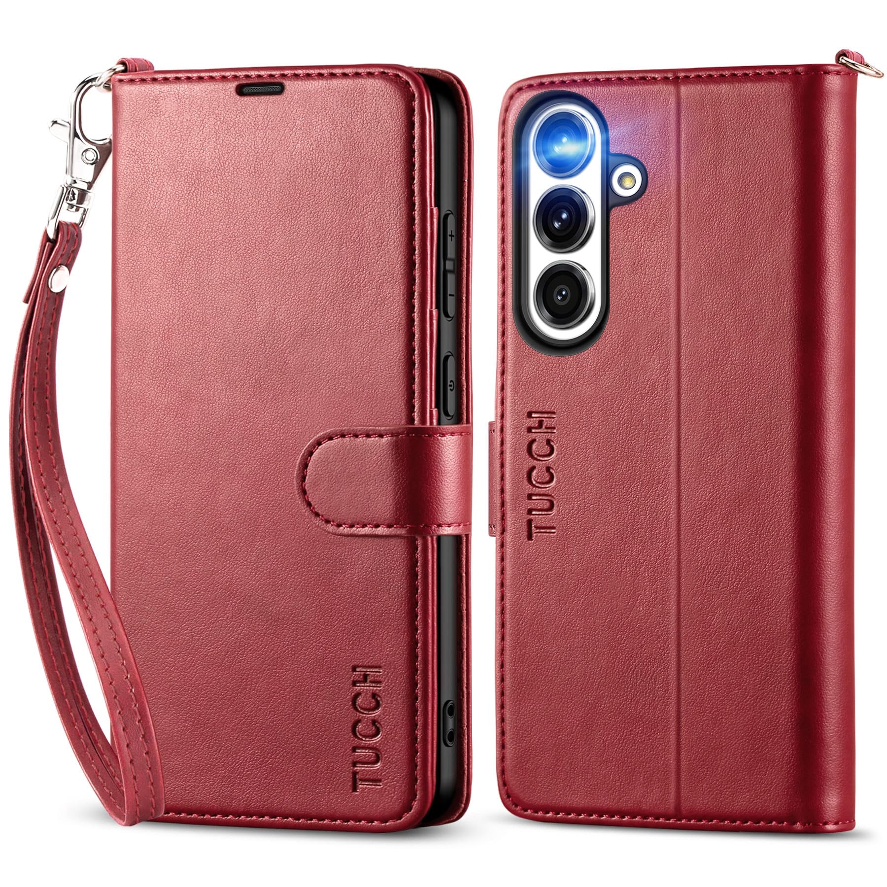 Preklopna torbica TUCCH Samsung Galaxy S25 temno rdeča