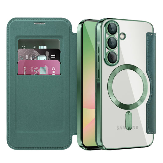 Techsuit SmartMag preklopna torbica za Samsung Galaxy A56 5G v zeleni barvi