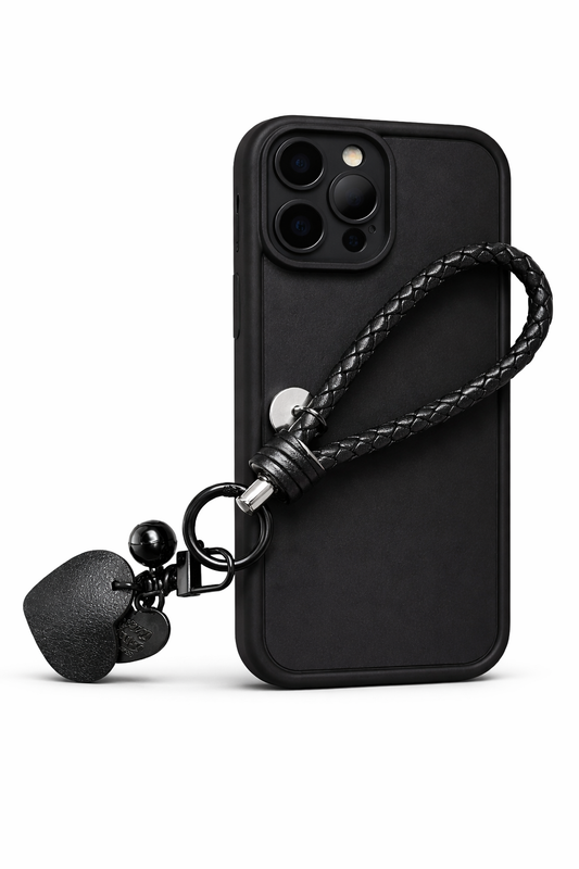 Silikonski ovitek z vrvico za iPhone 14 Pro Max – črn, z obeskom