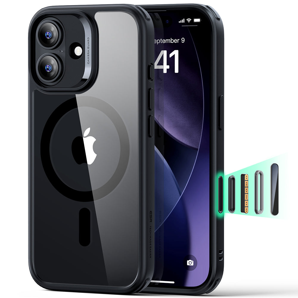 ESR Classic Hybrid HaloLock ovitek za iPhone 17 prozorno črn