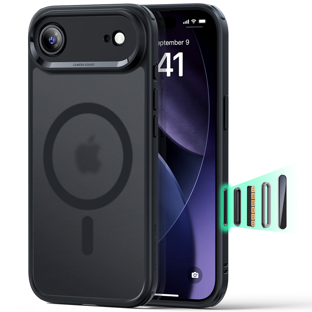 ESR Classic Hybrid HaloLock ovitek za iPhone 17 Air mat črn