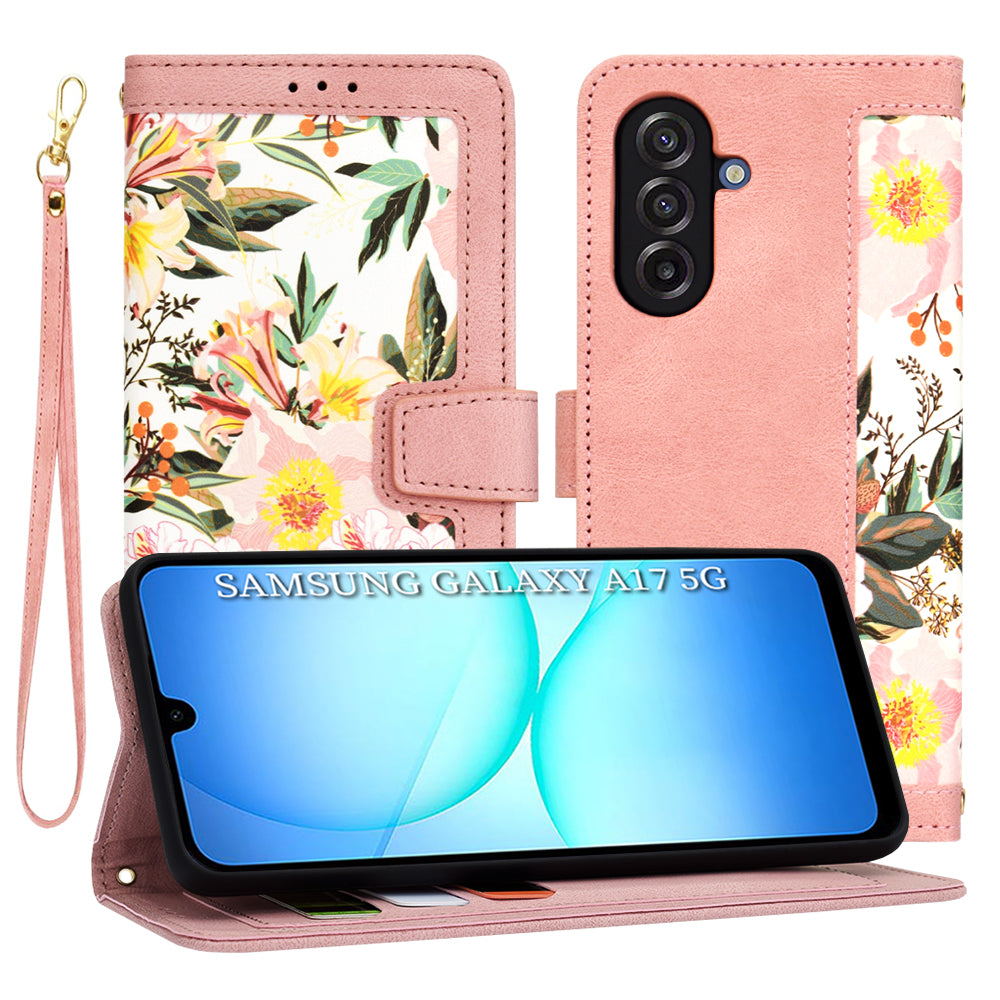 Techsuit preklopna torbica za Samsung Galaxy A17 5G in A17 4G v roza barvi