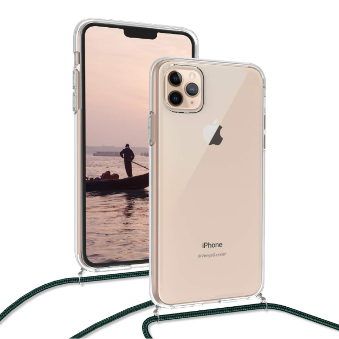 Silikonski ovitek z vrvico "Transaprent - Dark Green" za iPhone 11 Pro – Infostyle – Temno zelena / TPU silikon