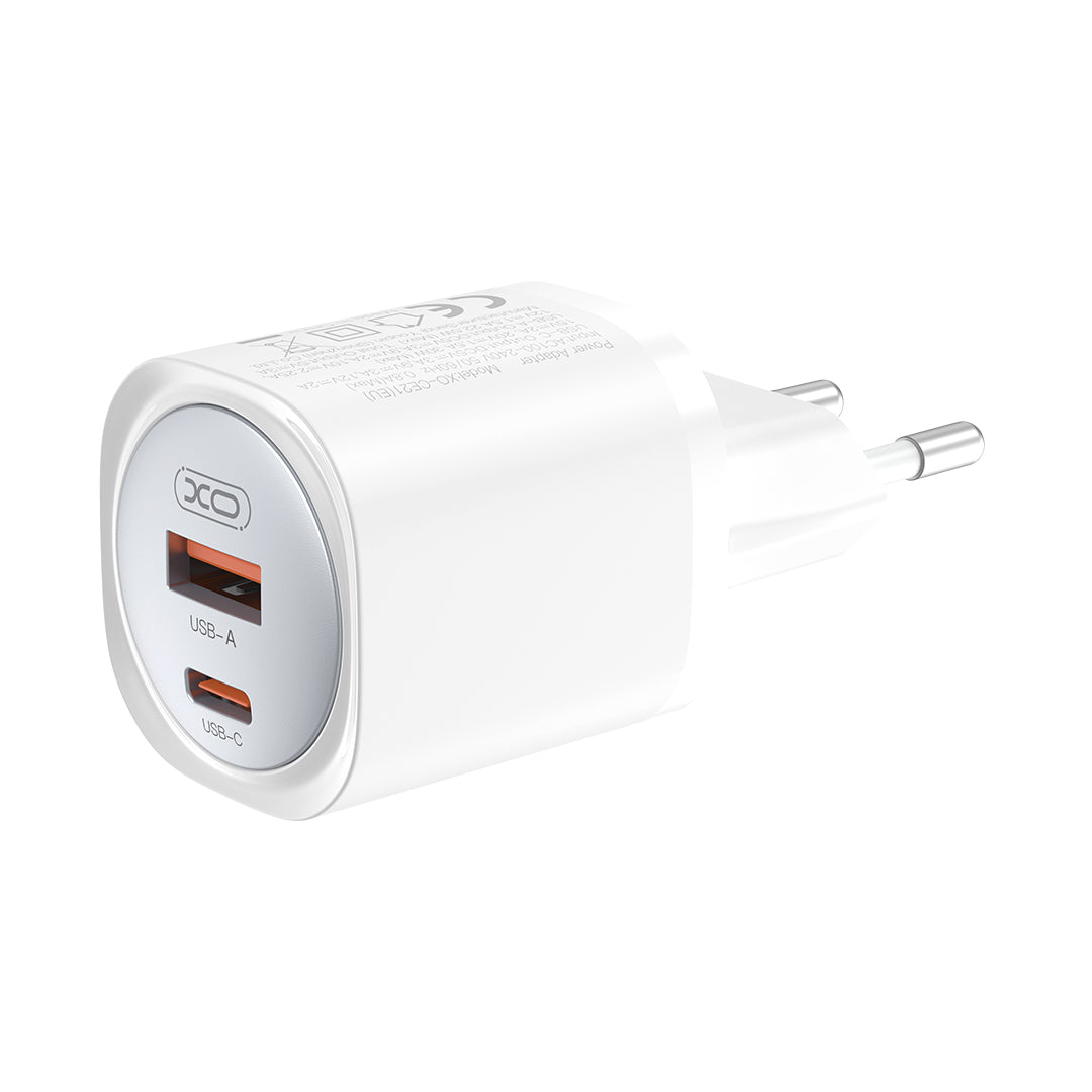 Komplet polnilec "XO CE21" 1x USB-C 1x USB A + kabel USB C v USB C, 30w