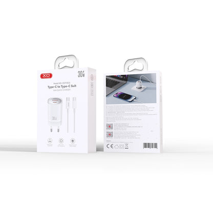 Komplet polnilec "XO CE21" 1x USB-C 1x USB A + kabel USB C v USB C, 30w