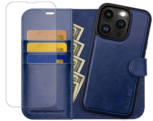 OCASE 2v1 denarnica + steklo za iPhone 14 Pro Max, RFID zaščita, praktična kombinacija